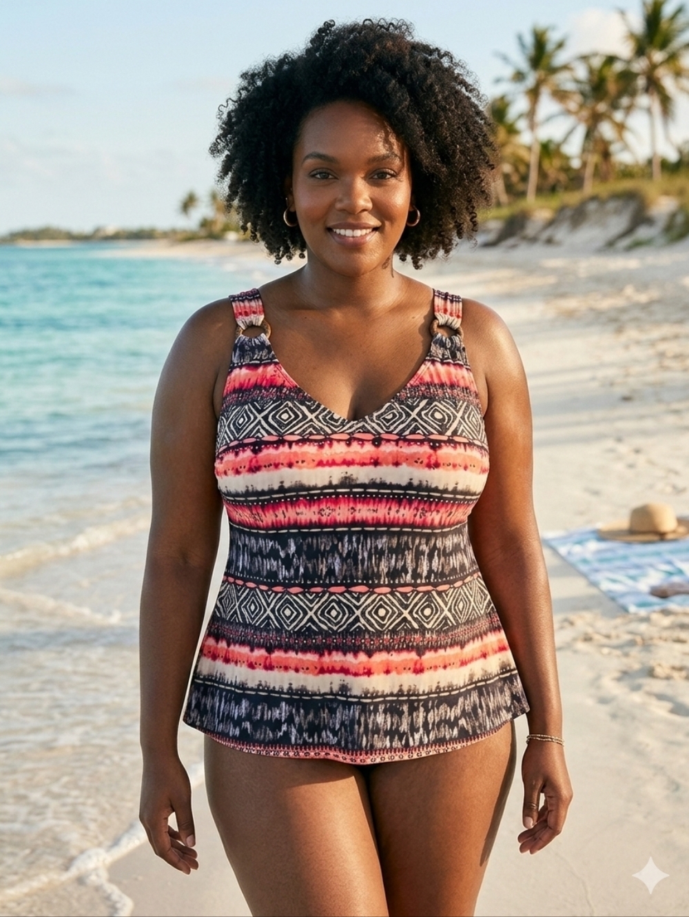 Cristina Swimwear Tankini Top Only Multicolor Patterned SZ 2X